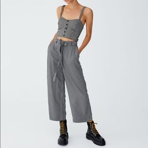 Gingham print Pull&Bear culottes / crop tank set